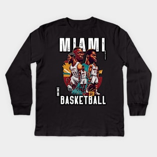 Miami heat basketball  vector graphic design Kids Long Sleeve T-Shirt